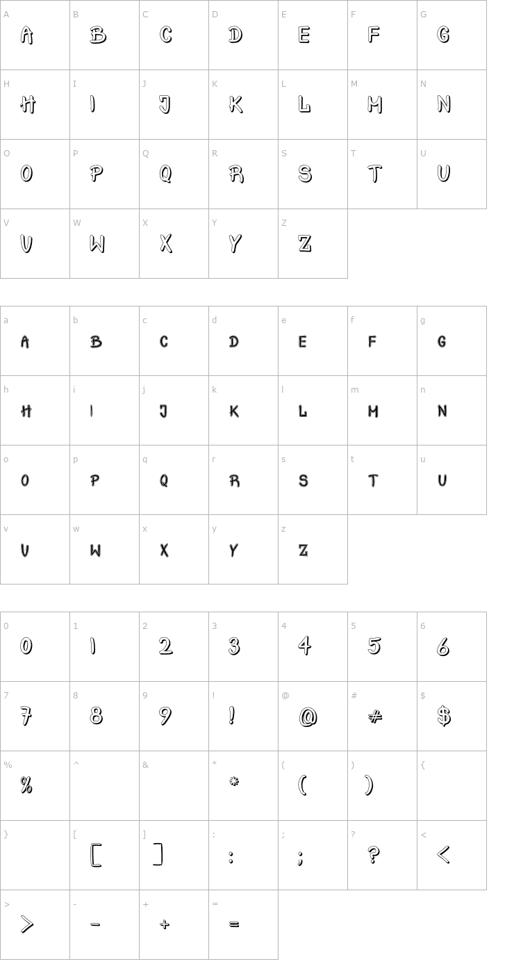 Character Map Crash Test Shadow OTF Font