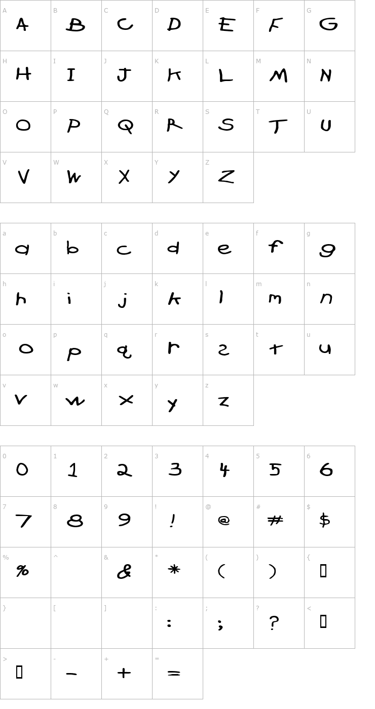 Character Map CrayonExtended Font