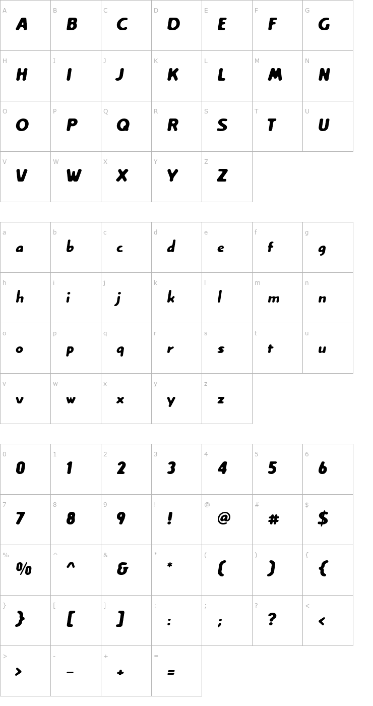 Character Map Creamexbold Font