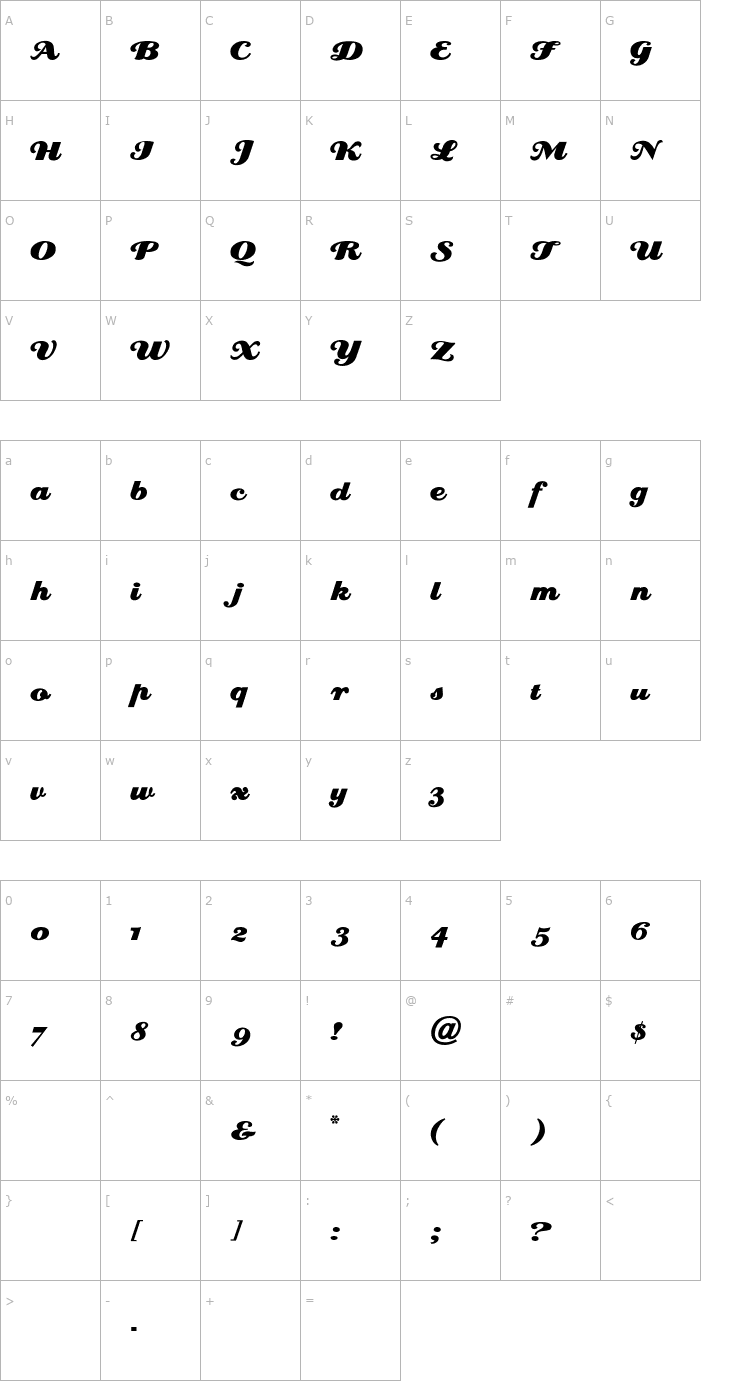 Character Map Creampuff Font