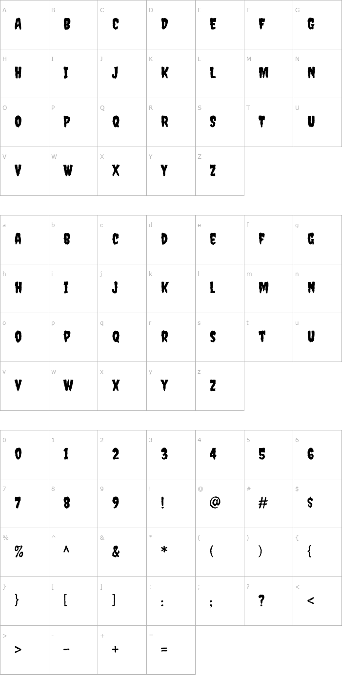 Character Map Creepster Caps Font