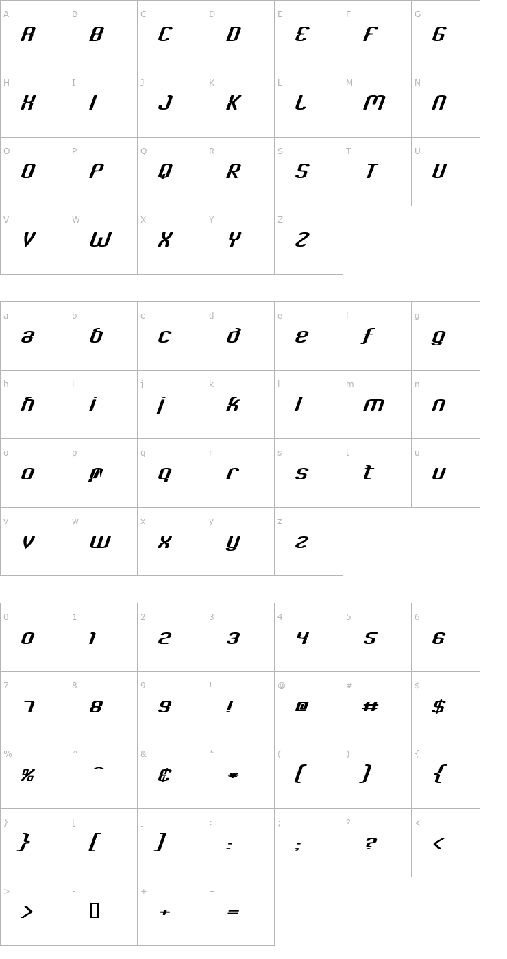 Character Map Criminal Italic Font