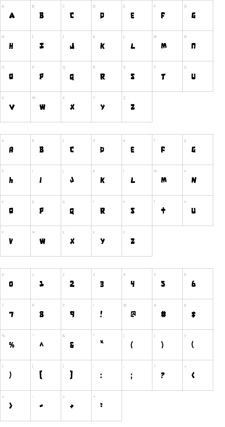 Character Map Cro-Magnum Condensed Font