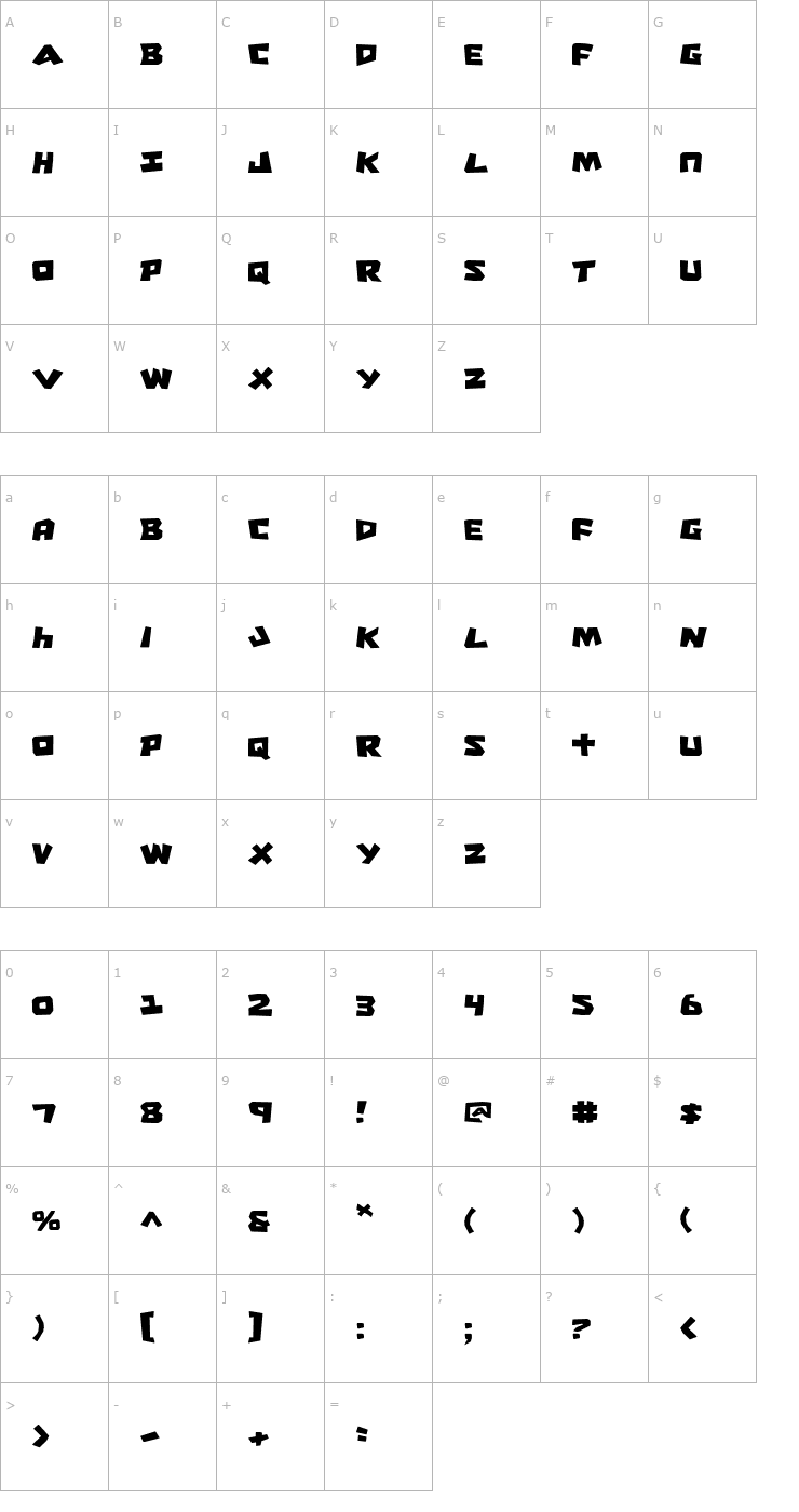 Character Map Cro-Magnum Font