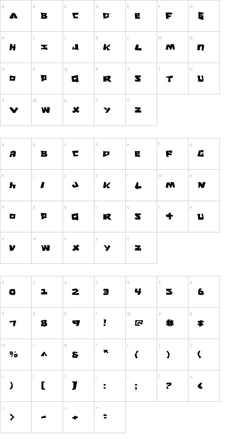 Character Map Cro-Magnum J Font