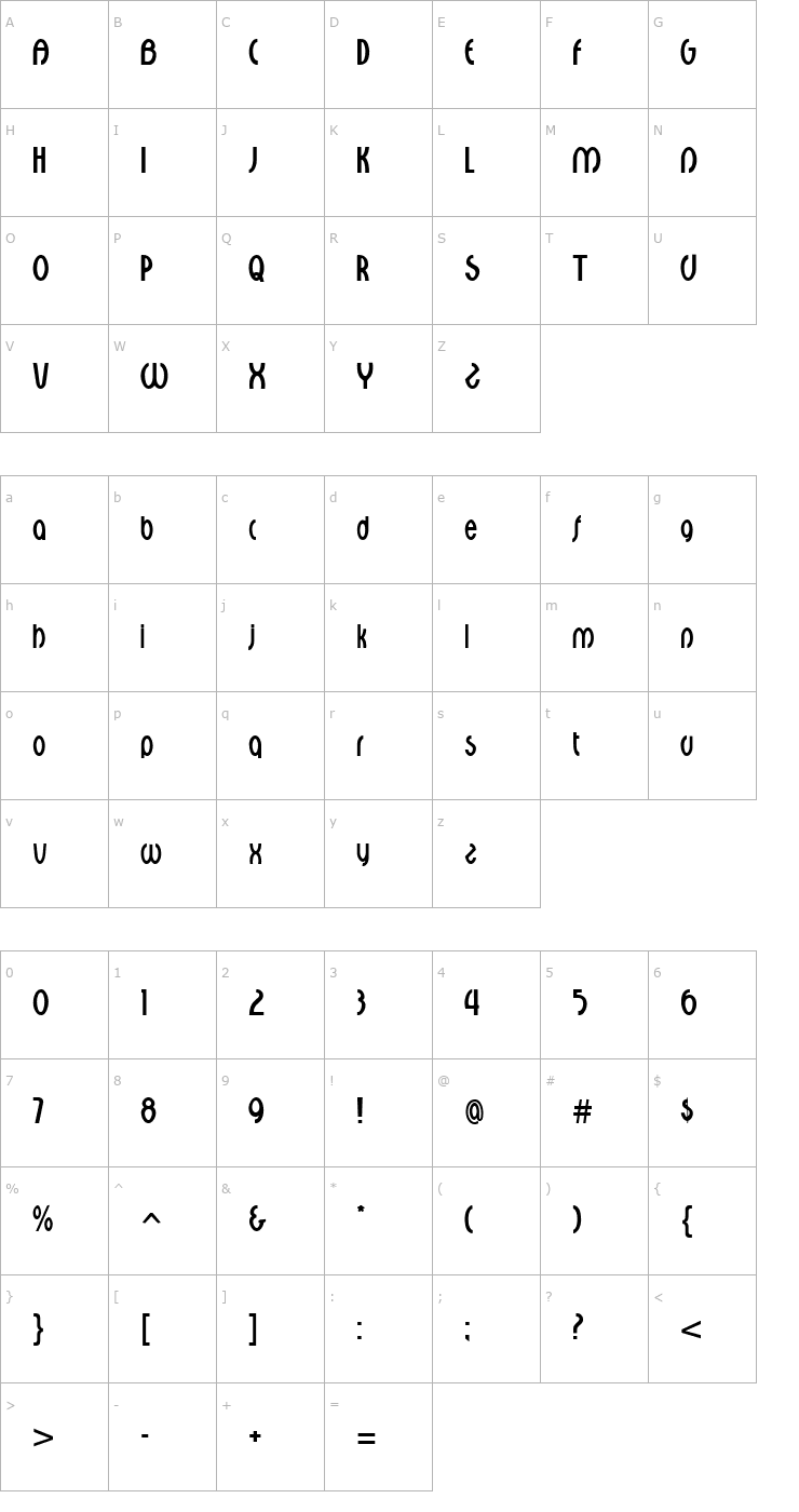 Character Map Croix Regular Font