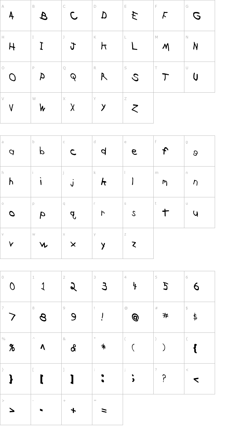 Character Map CrossFireFont Regular ttcon Font