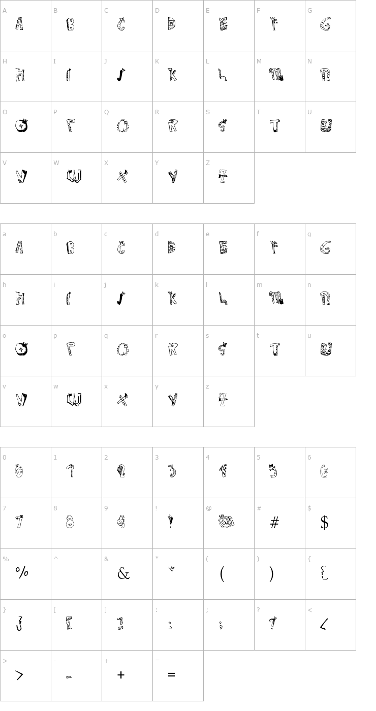 Character Map Crown Doodle Font