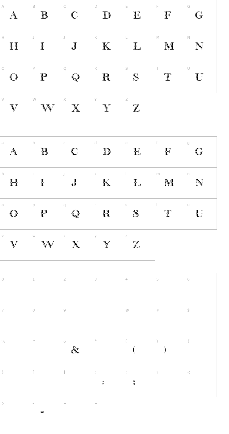 Character Map CruiselineDisplayCaps Font