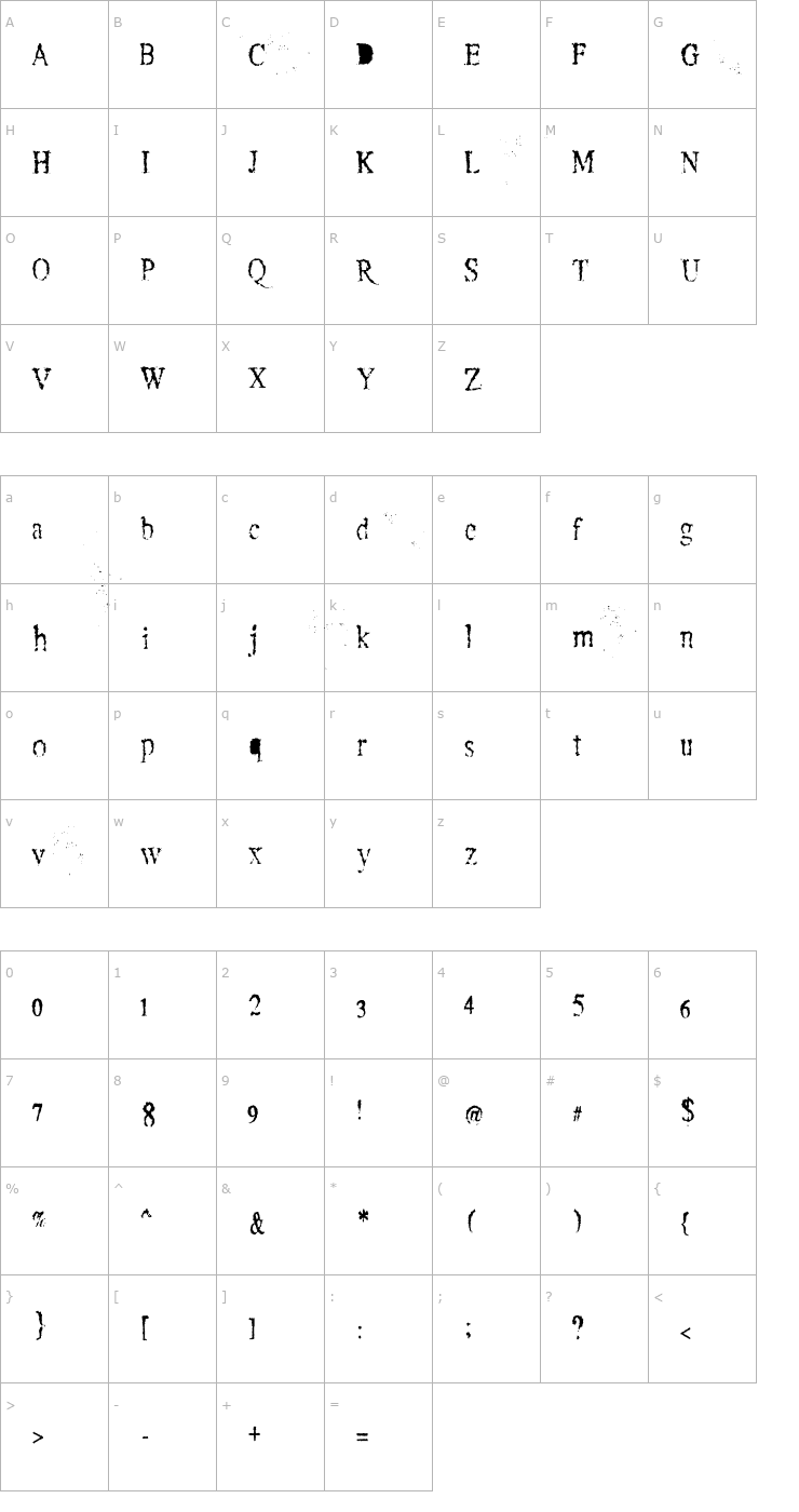 Character Map Crusti Font