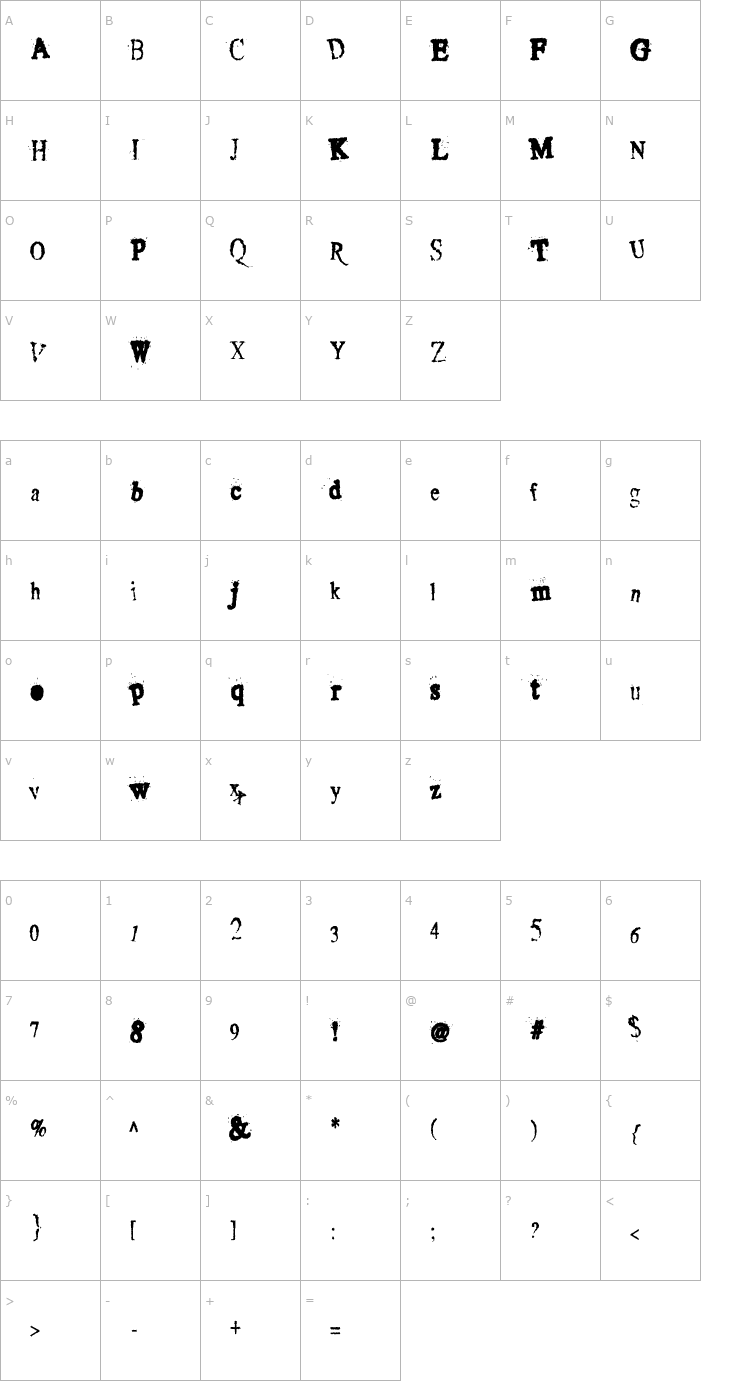 Character Map CrustiWacky Font