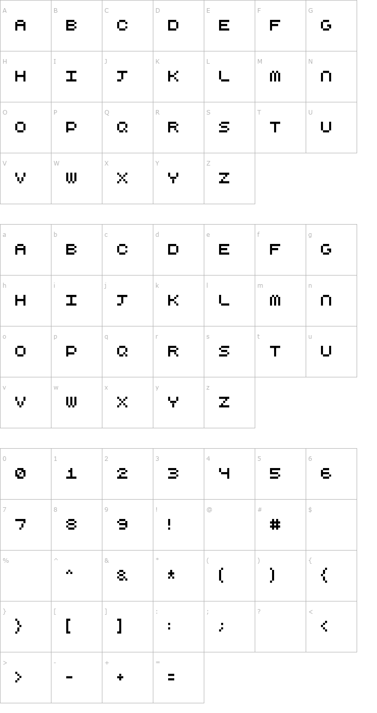 Character Map CubicFive10 Font