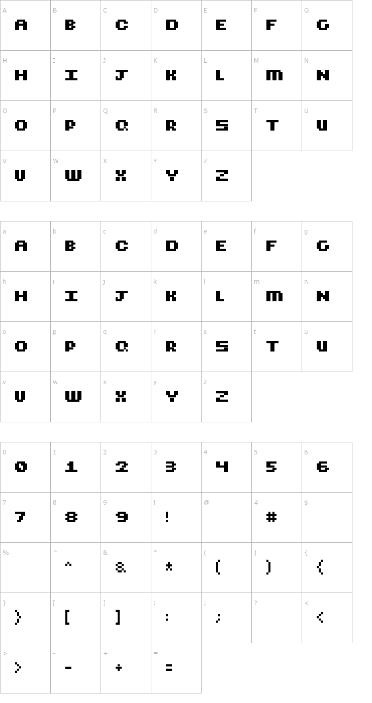 Character Map CubicFive12 Font