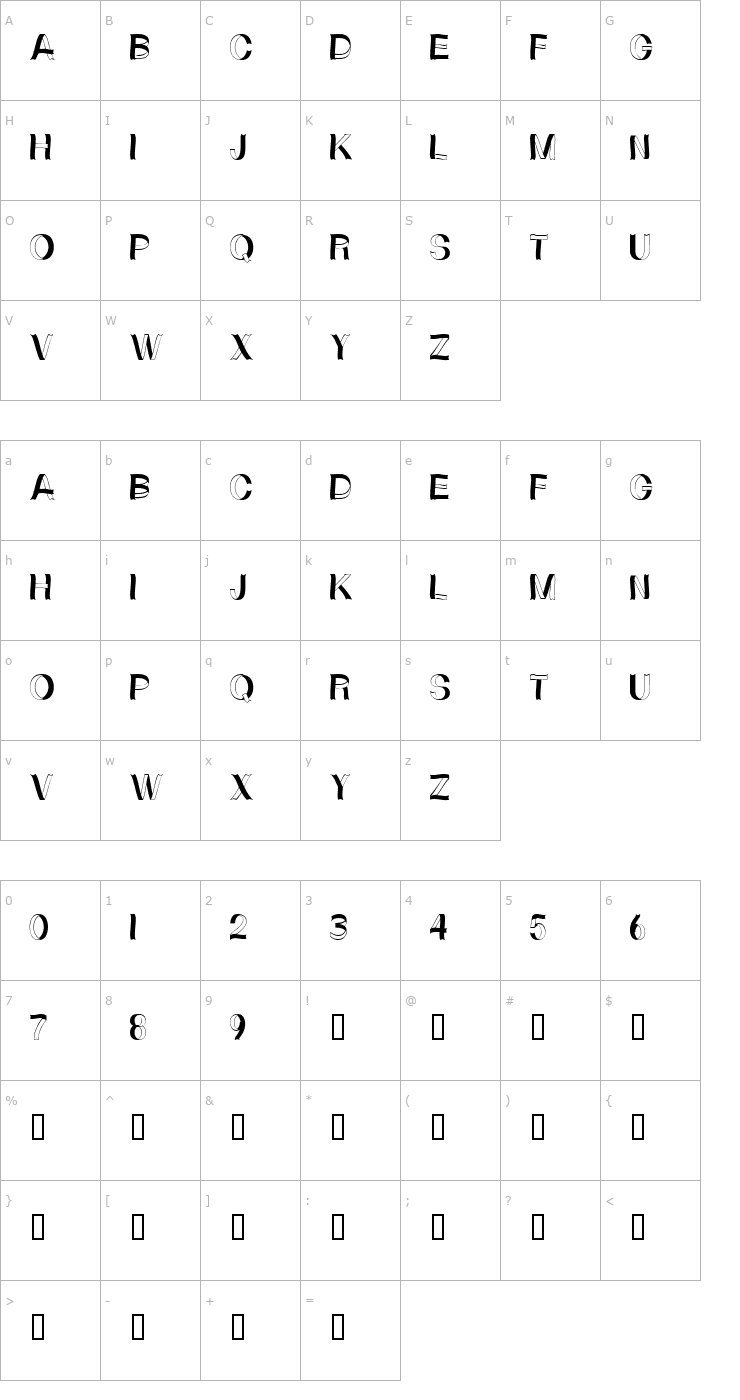 Character Map CurlyRibbons Font