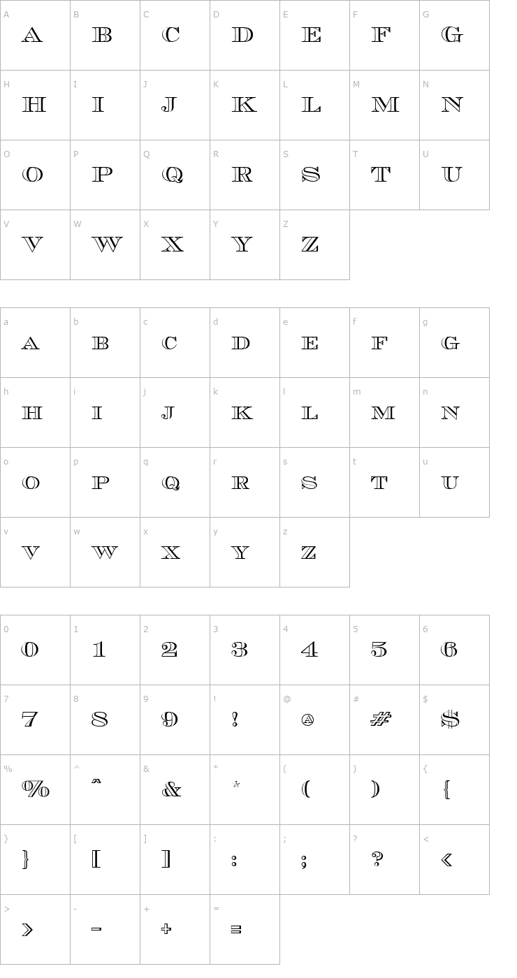 Character Map Currency Outline Font