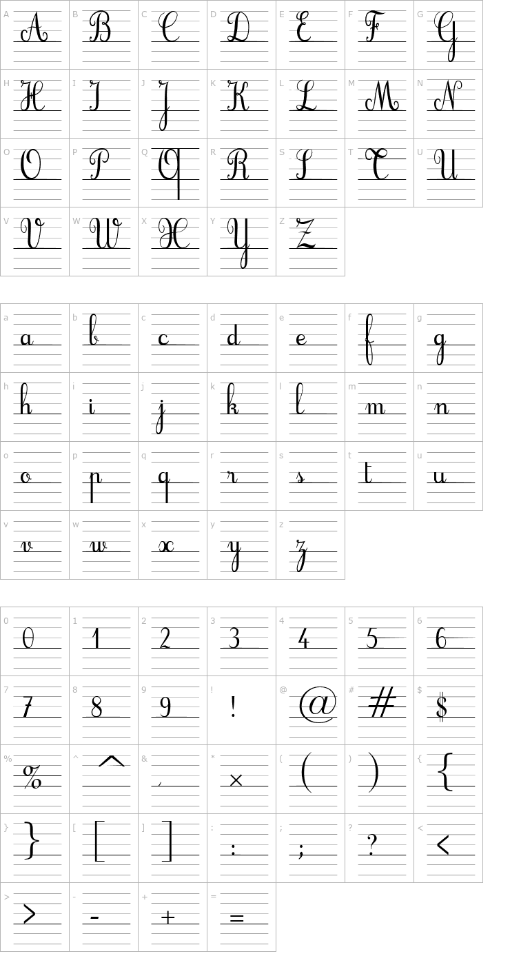 Character Map Cursif & Lignes Font