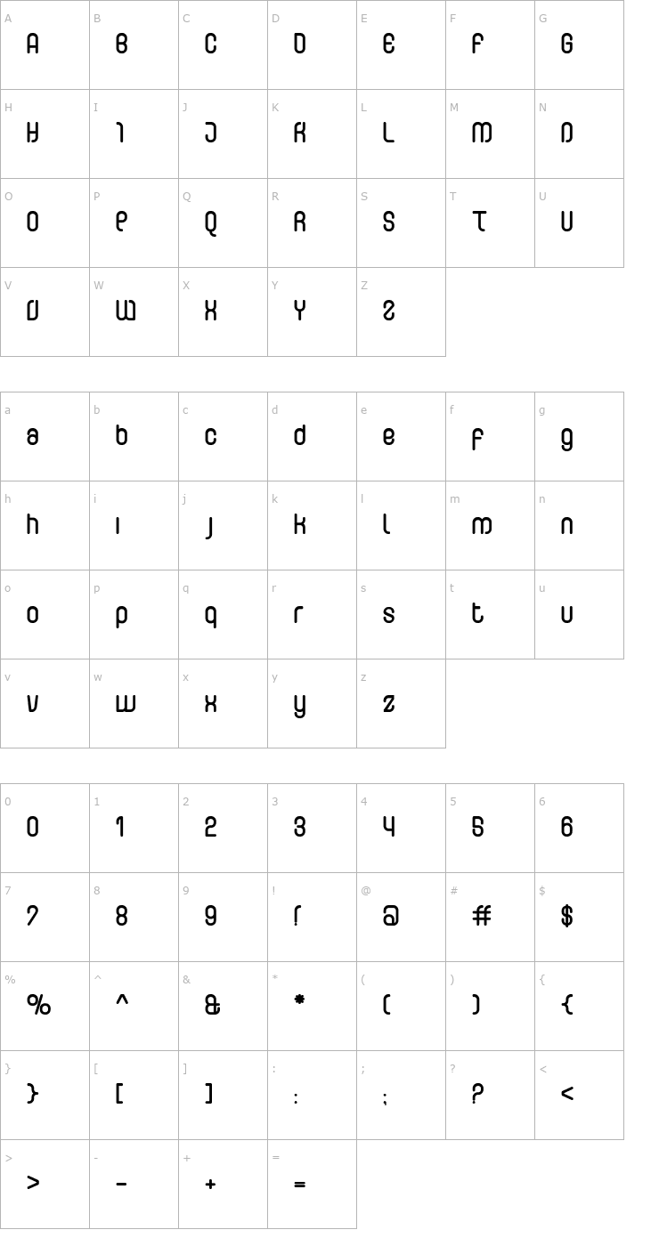 Character Map CurvatureRounded Font