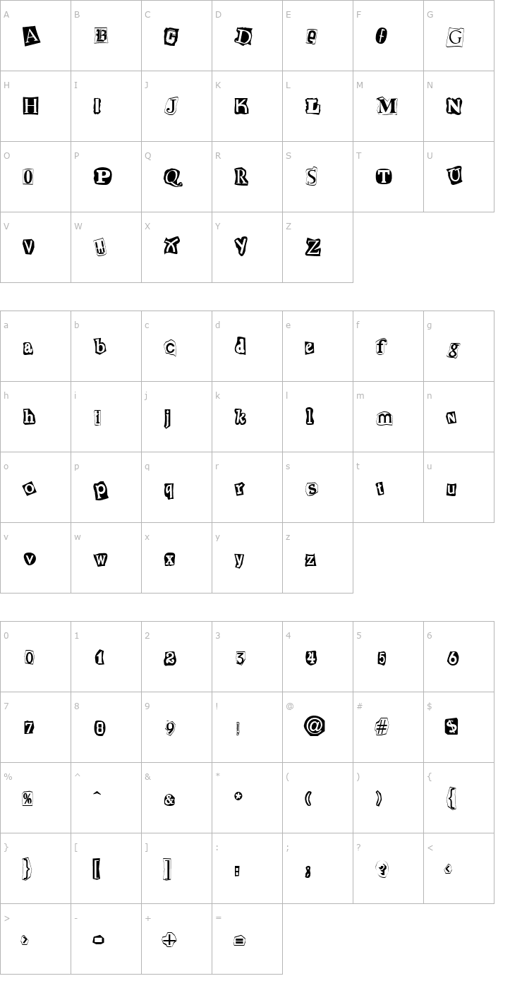 Character Map Cut-n-Paste Regular Font