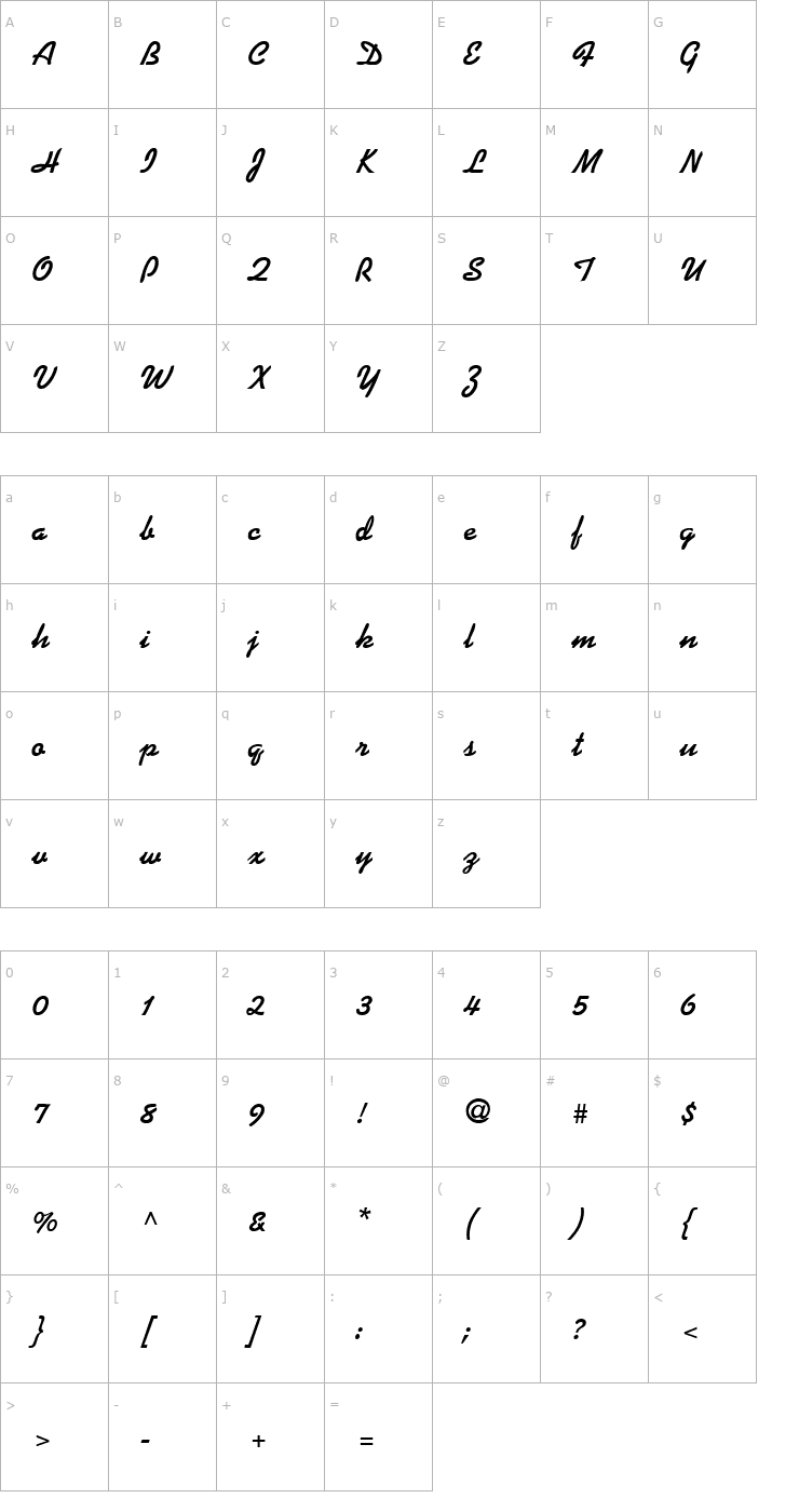 Character Map D'addario 1 Font