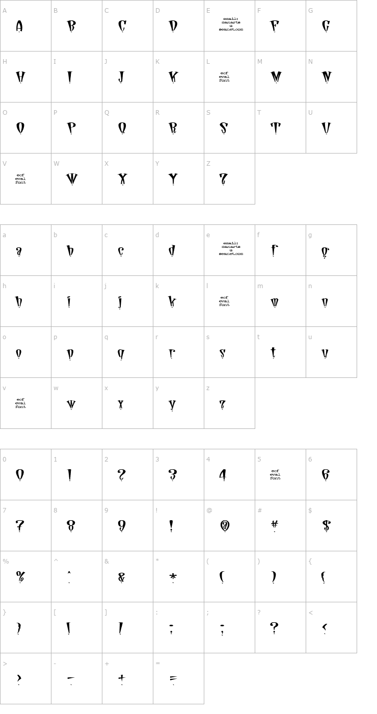 Character Map daddio star (eval) Font