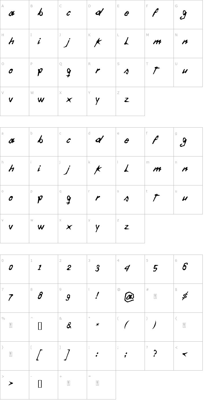 Character Map Daft Font Font