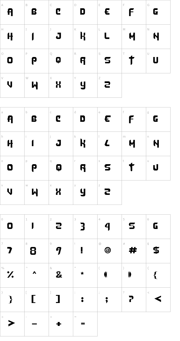 Character Map Dafunk2 Font