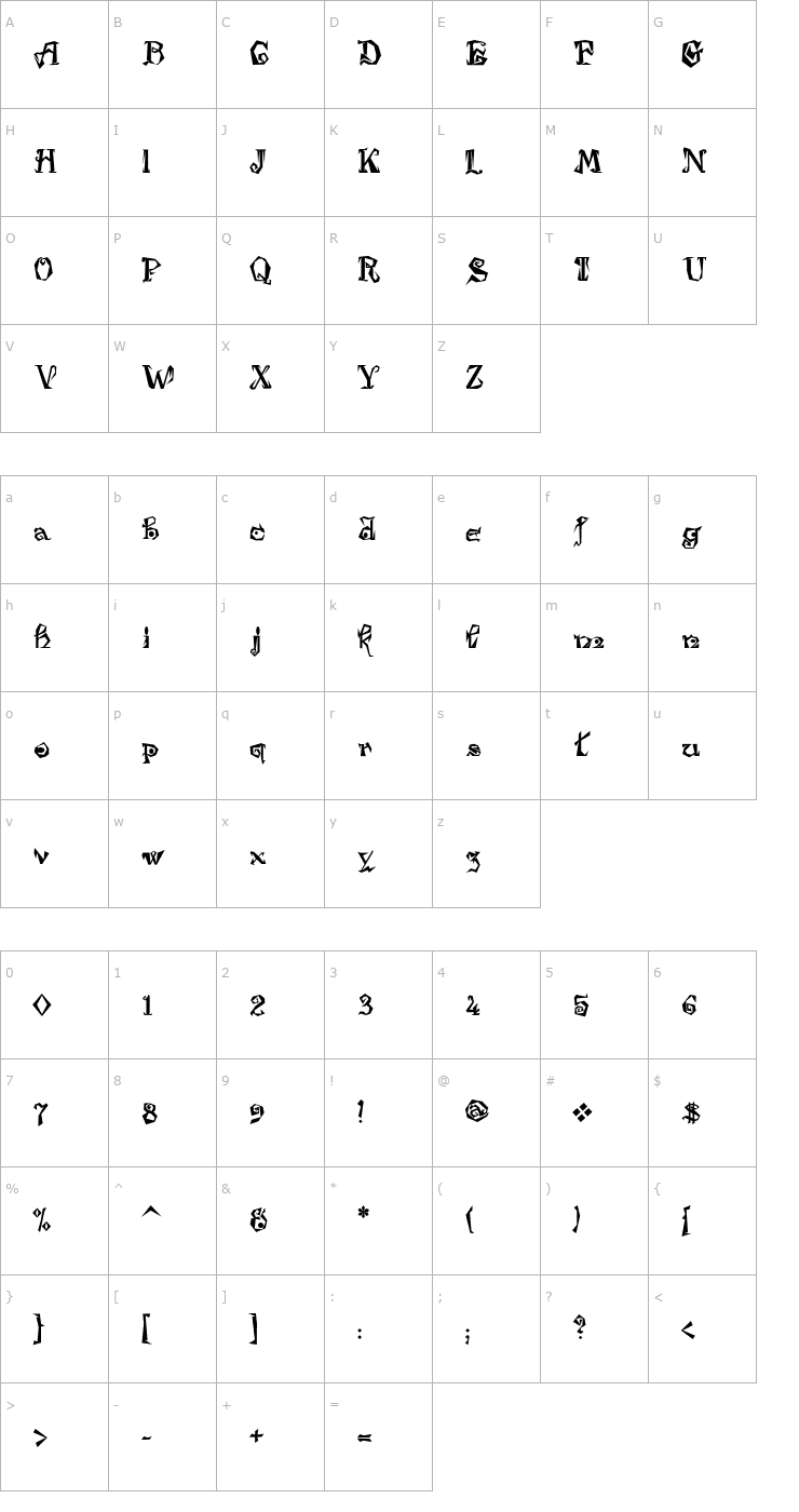 Character Map Damosel Font