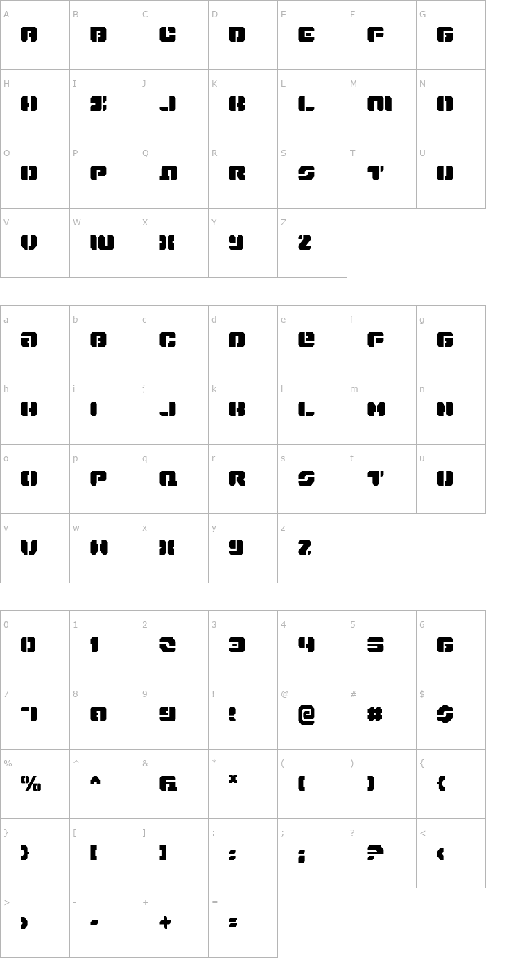 Character Map Dan Stargate Condensed Font