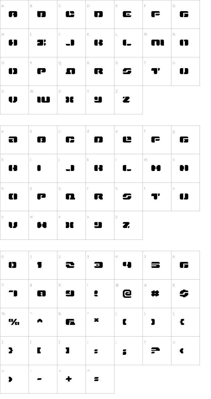 Character Map Dan Stargate Extra Expanded Font