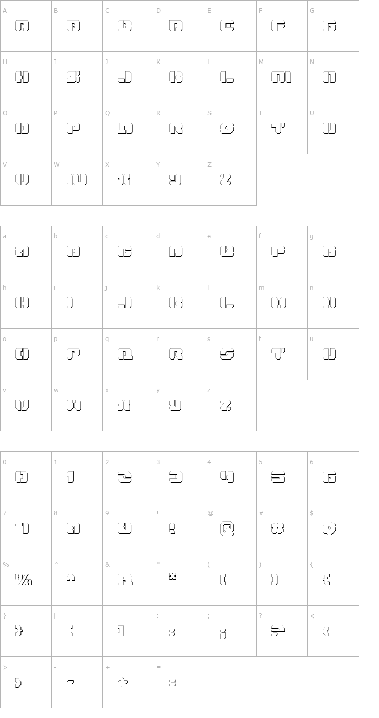 Character Map Dan Stargate Outline Font