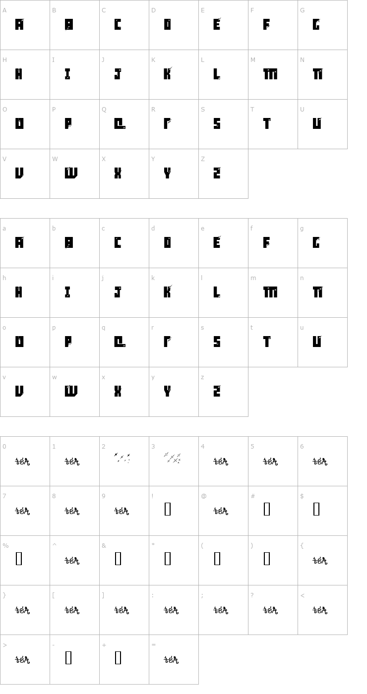 Character Map Dancehall Superstar Font