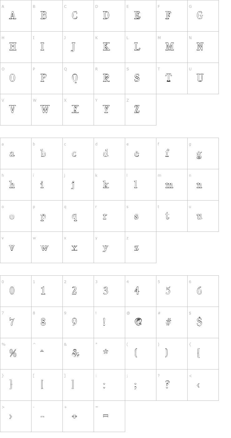 Character Map DanielBeckerOutline Font