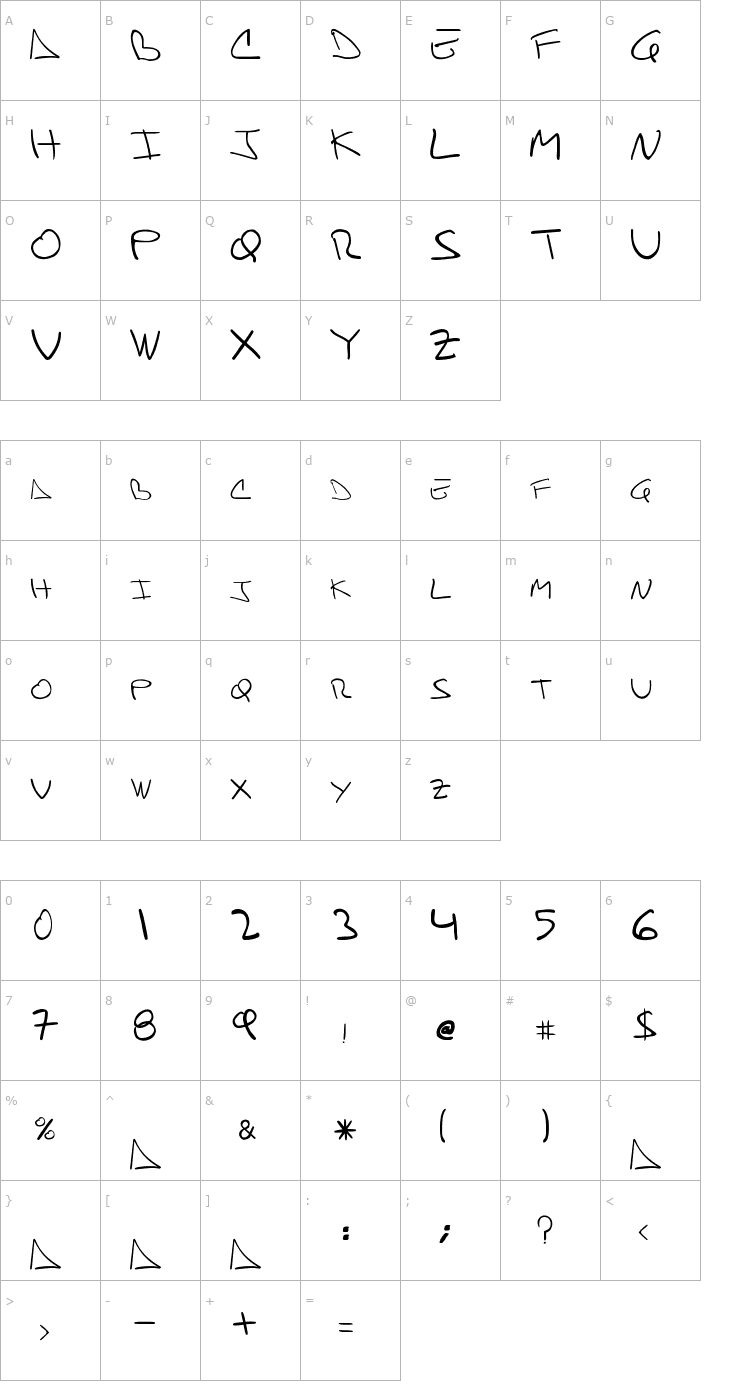 Character Map Danifont Font