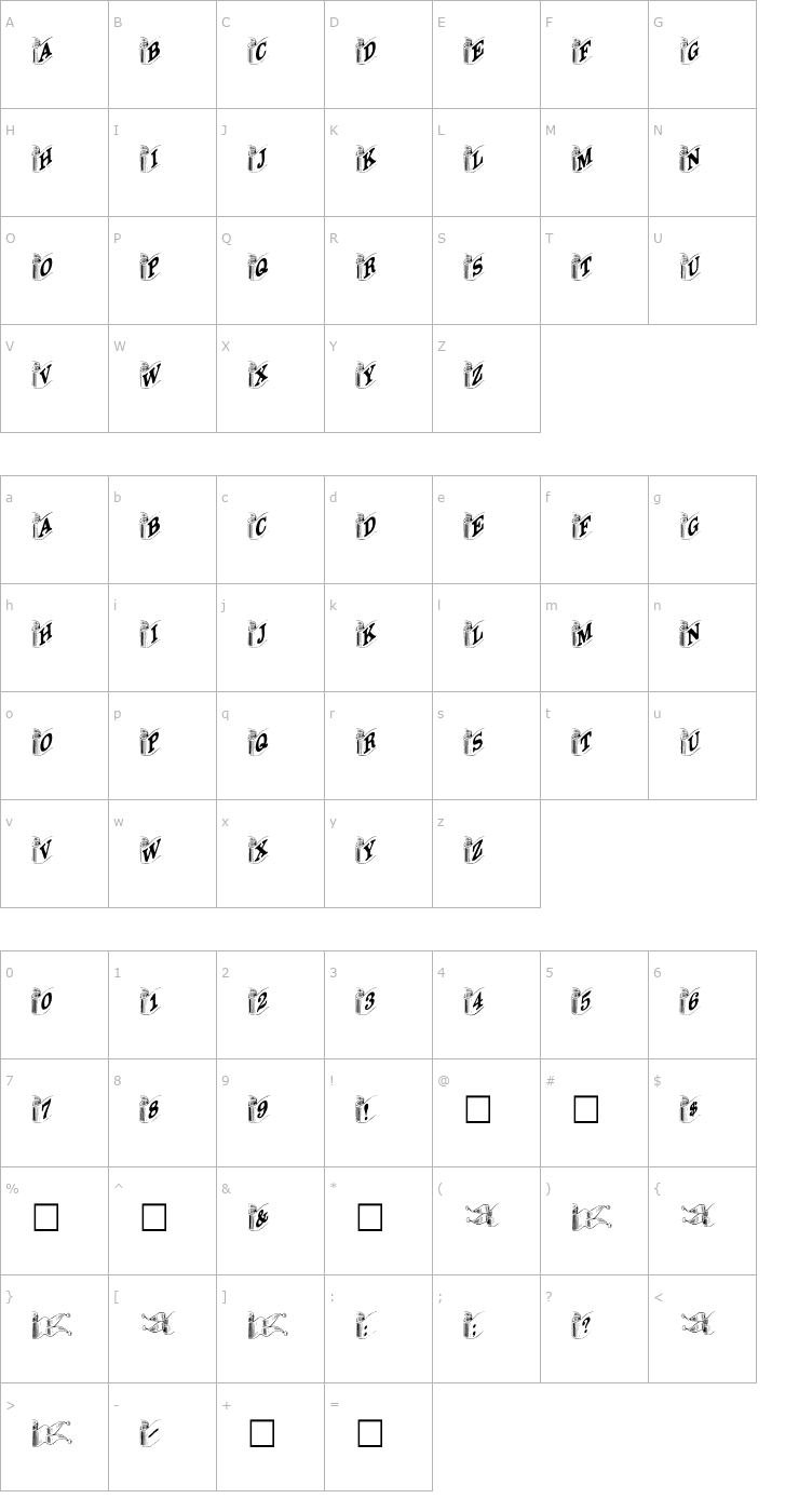 Character Map DaRib Plain Font