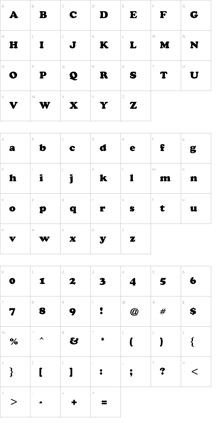 Character Map Darken Holpa Font