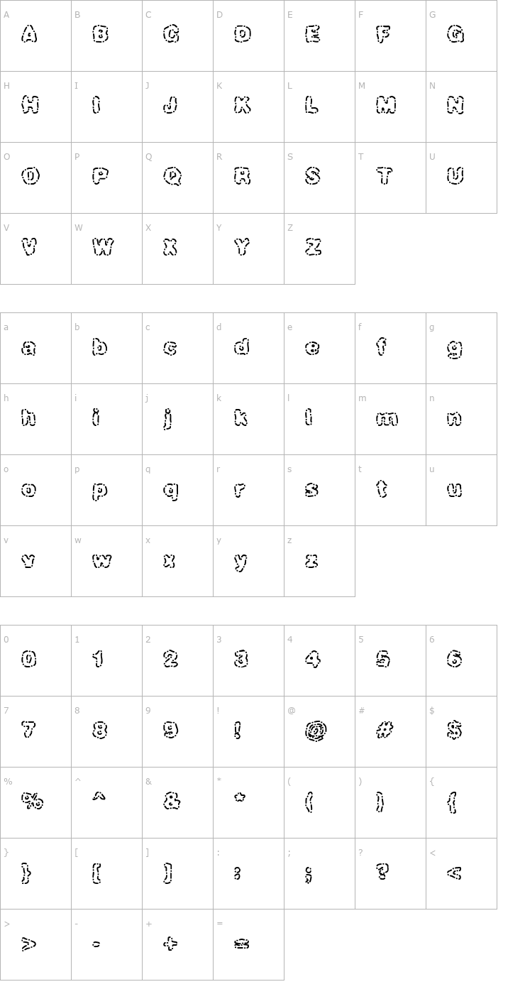 Character Map Dash Dot (BRK) Font