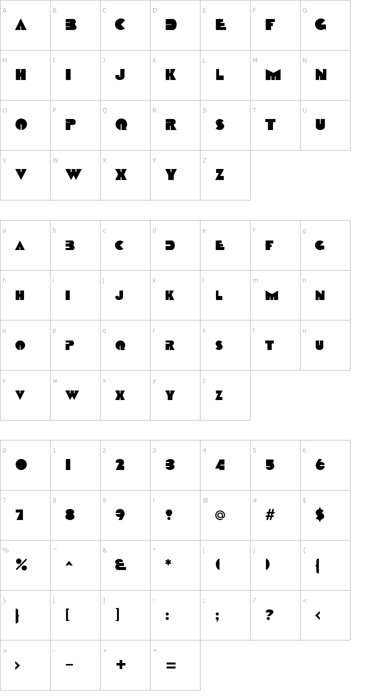 Character Map Datcotheque Font