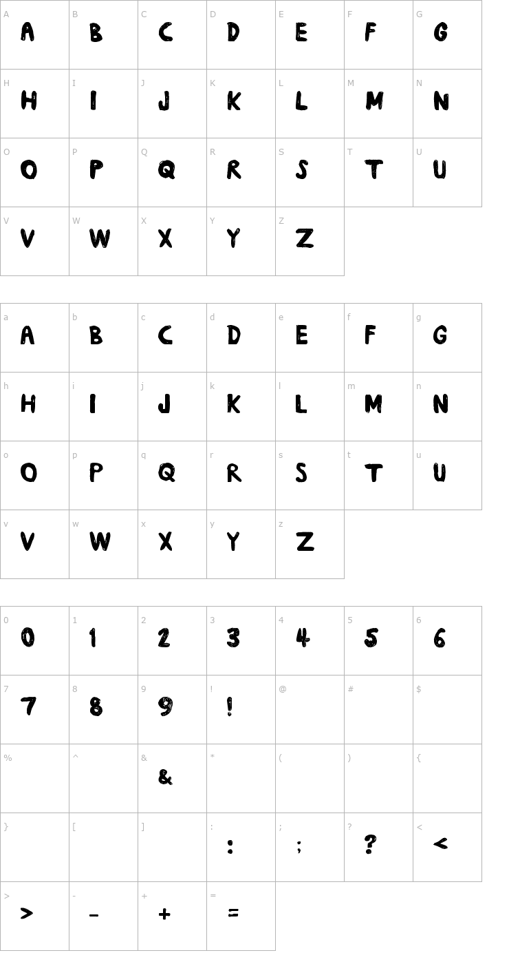 Character Map Daub Font