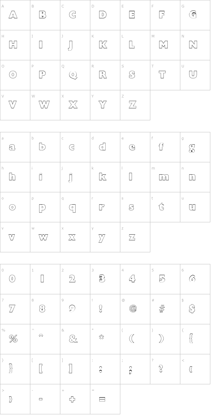 Character Map DavidBeckerOutline-Heavy Font