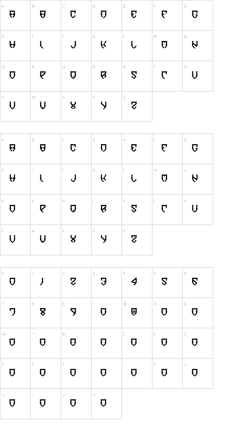 Character Map Dawn of Mellido Font