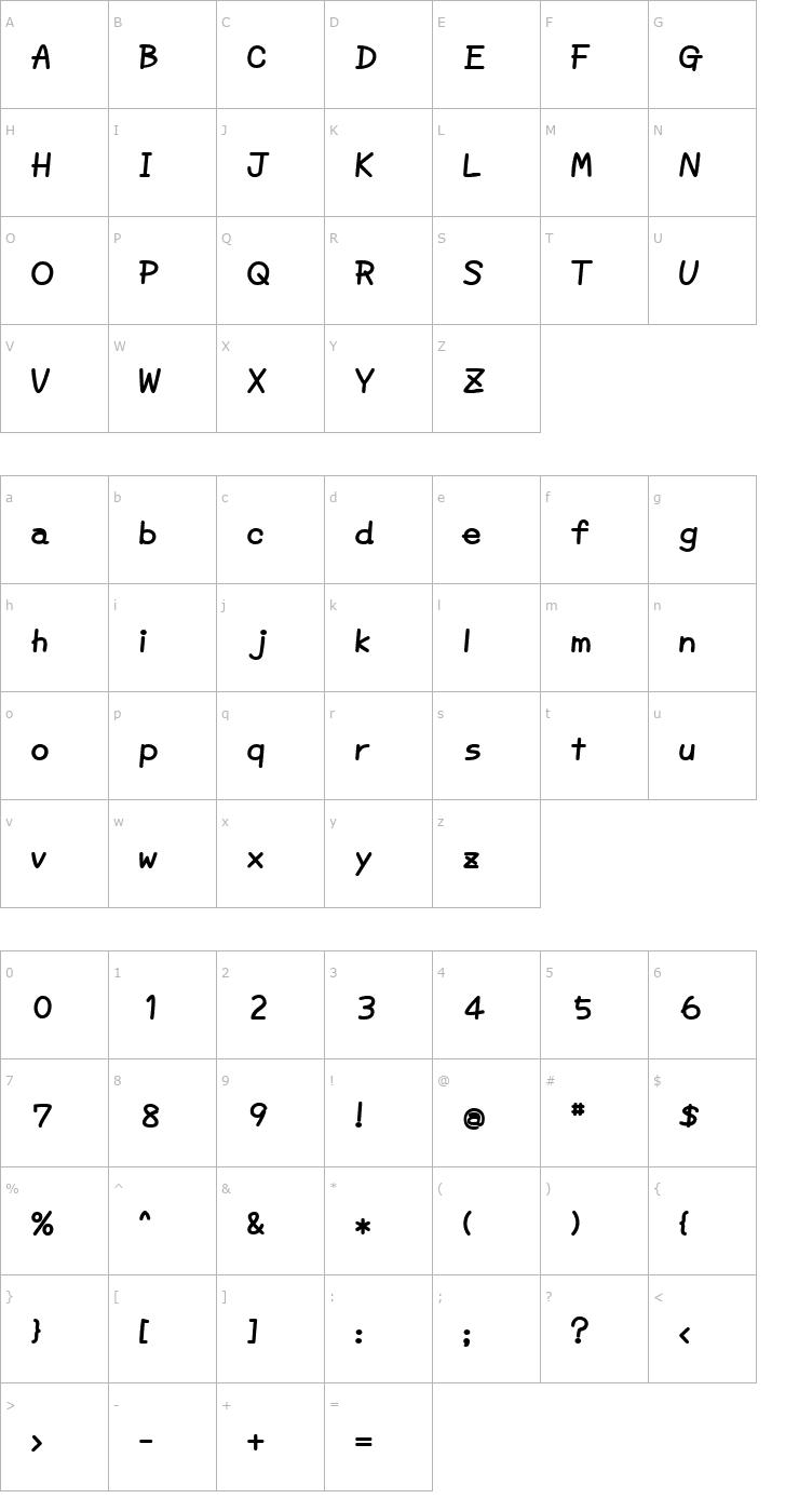 Character Map DDmerrow Bold Font