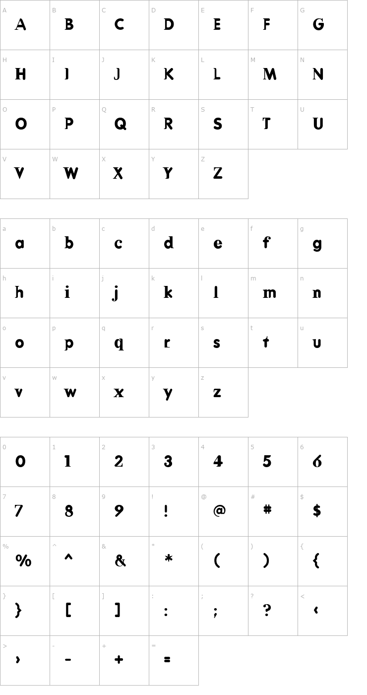 Character Map DeadHistory Bold Font