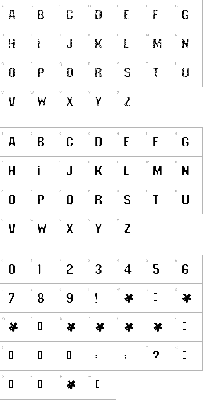 Character Map Deadline Font