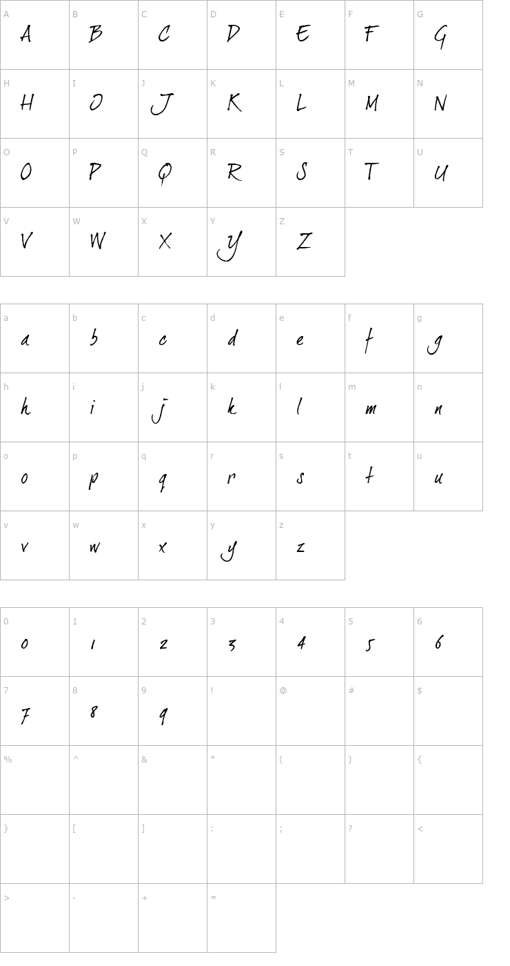 Character Map dearJoe 2 Font