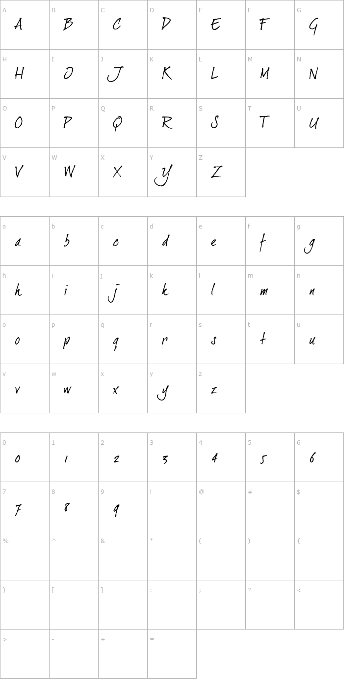 Character Map dearJoe 2 OTF Font