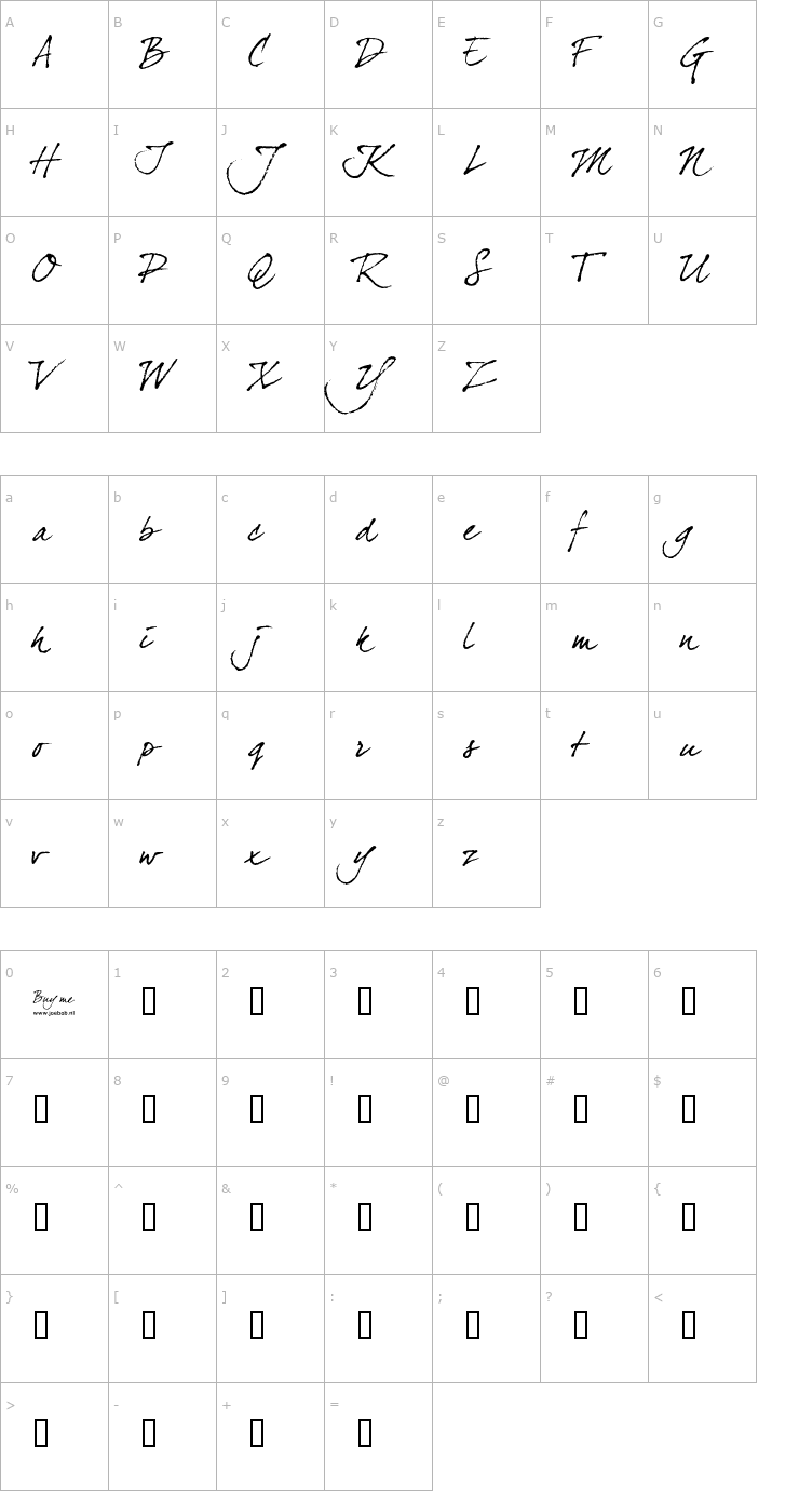 Character Map DearJoefour Font