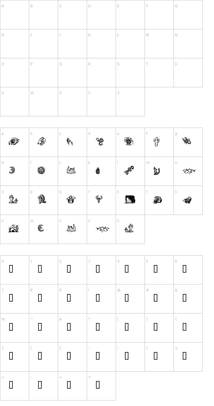 Character Map Death Valley Font