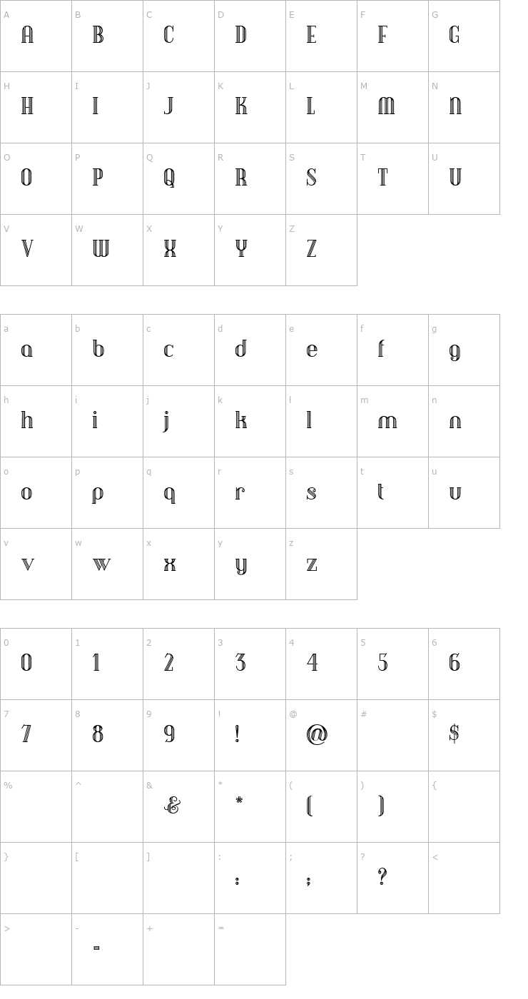 Character Map DebonairInline Font