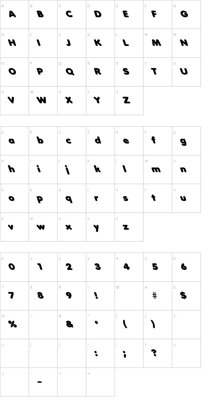 Character Map Debussy Lefty Font