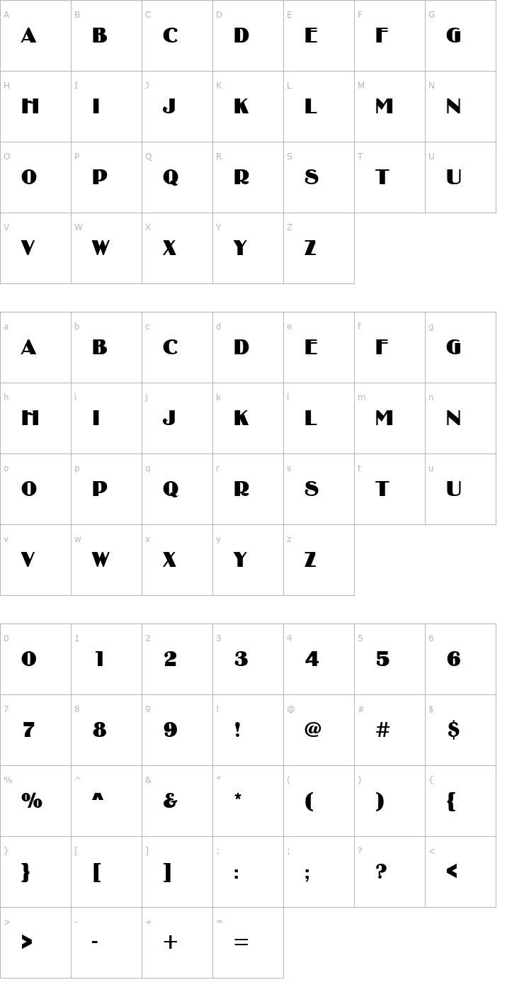 Character Map Deco-B730-Regular Font